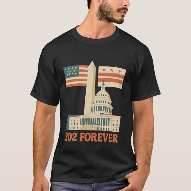 Washington D.C. 202 Forever- Monument and US Capit T-Shirt (Front)