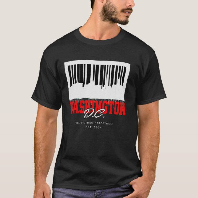Washington D.C. Barcode Skyline Capital Graffiti S T-Shirt (Front)
