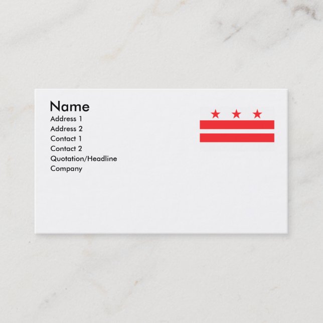 WASHINGTON D.C. BUSINESS CARD (Front)