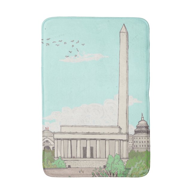 Washington D.C Capital of the USA Landmarks Bath Mat (Front Vertical)
