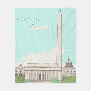 Washington D.C Capital of the USA Landmarks Fleece Blanket