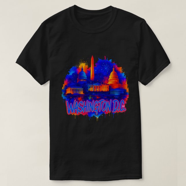 Washington D.C. Capitol Skyline Souvenir Art T-Shirt (Design Front)