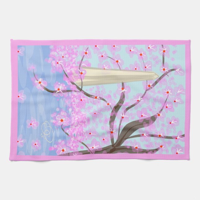 Washington, D.C./Cherry Blossom  Tea Towel (Horizontal)