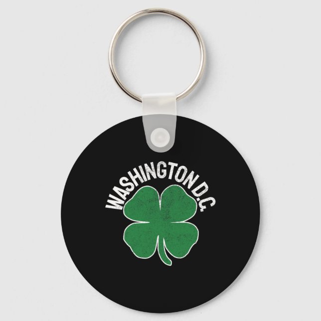 Washington D.c. Gift St. Patrick's Day Shamrock -  Key Ring (Front)