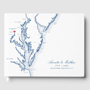 Washington D.C. Map Elegant Navy Blue Wedding Guest Book