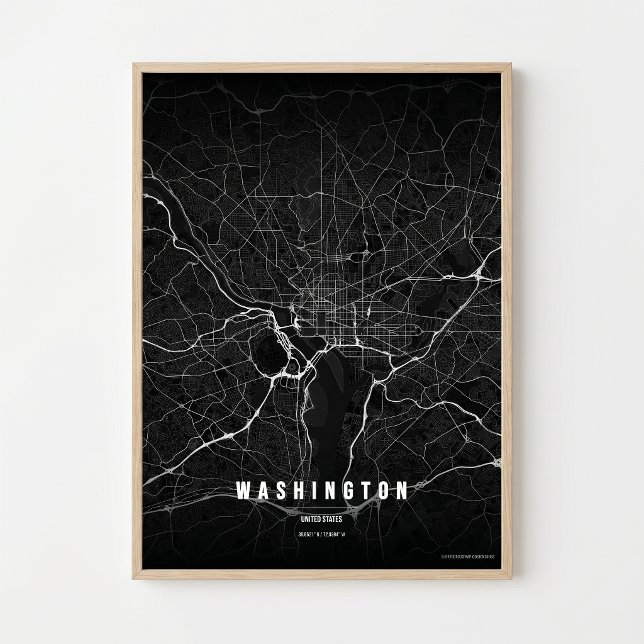 Washington D.C. Map Noir Print Poster Wallart Gift (Creator Uploaded)
