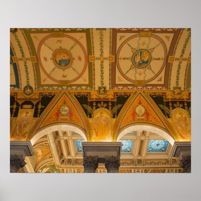 WASHINGTON, D.C. USA. Ceiling in Great Hall of Poster (Front)