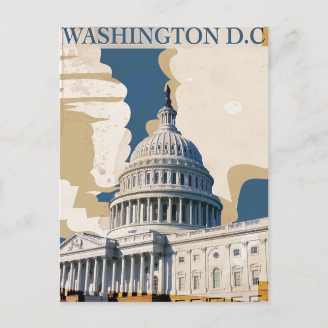 Washington D.C Vintage Travel Poster Postcard (Front)