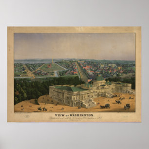 Washington DC 1852 Antique Panoramic Map Poster
