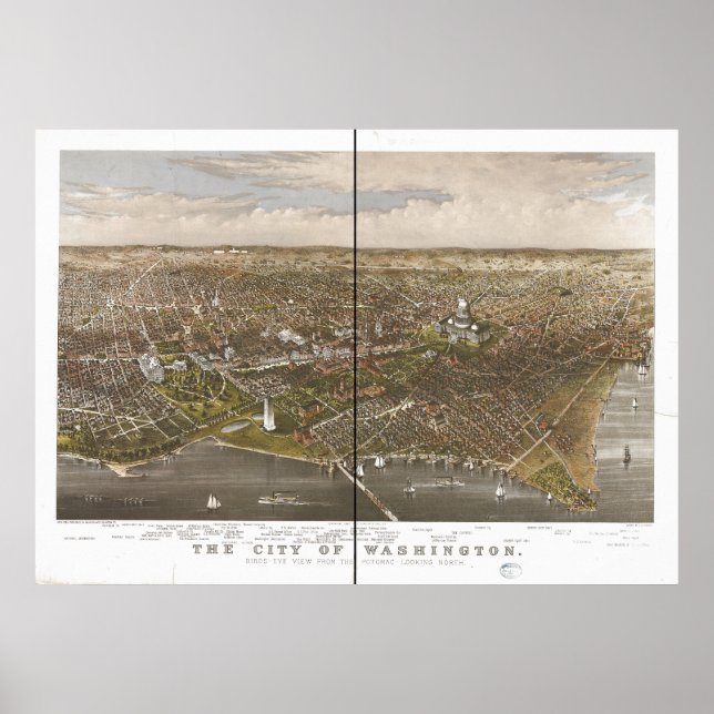 Washington DC 1892 Antique Panoramic Map Poster (Front)