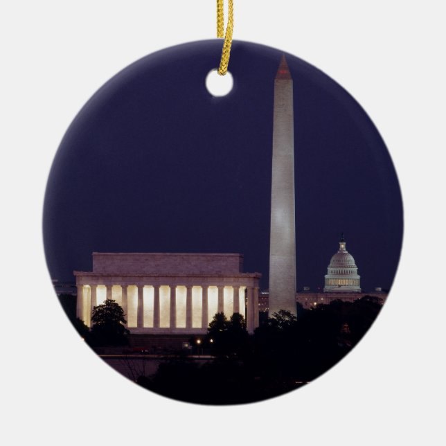 Washington DC 2 Ceramic Tree Decoration (Front)