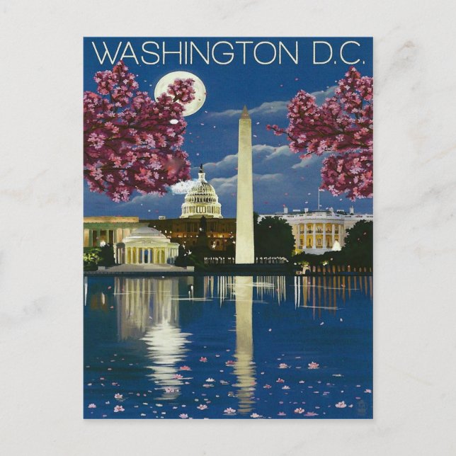 Washington DC at night, white house, spring Postcard (Front)