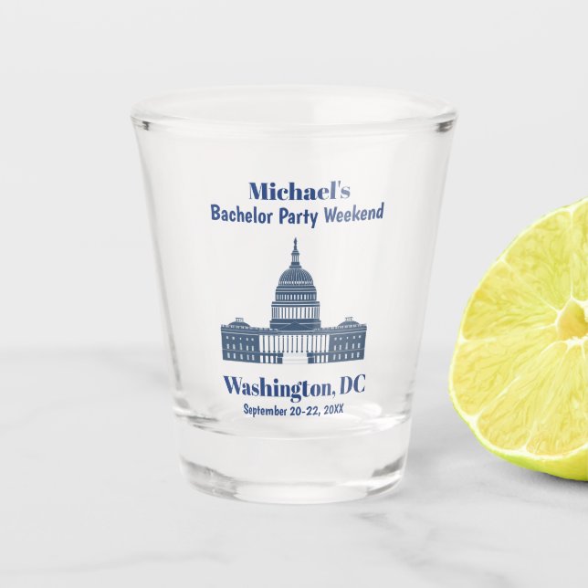 Washington DC Bachelor Party Guys Weekend Trip Shot Glass (Front)