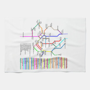 Washington DC Bike Map 16x24 Cotton Kitchen Towel