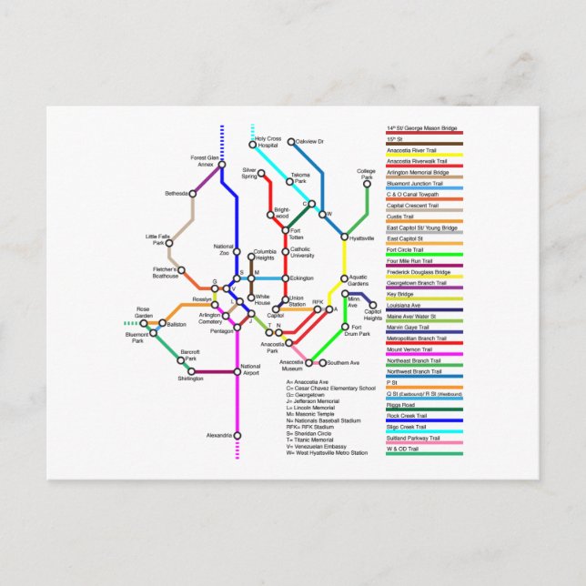 Washington DC Bike Map Postcard (Front)