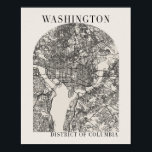 Washington DC Boho Arch Beige Street Map Poster<br><div class="desc">Washington DC Boho Minimal Arch Full Beige Colour Street Map</div>