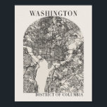 Washington DC Boho Arch Beige Street Map Poster<br><div class="desc">Washington DC Boho Minimal Arch Full Beige Colour Street Map</div>
