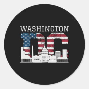 Washington Dc Capitol Hill Usa Flag Classic Round Sticker