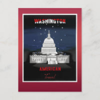 Washington DC Capitol Vintage Travel Poster