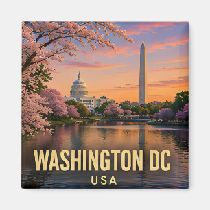Washington DC Cherry Blossom Monument Skyline Magnet