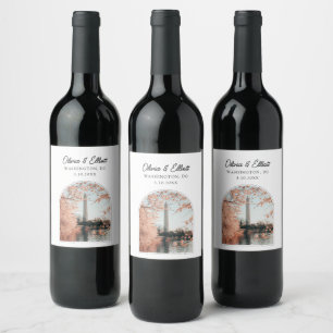Washington DC Cherry Blossom Wedding Wine Label
