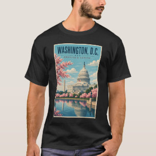 Washington DC Cherry Blossoms Illustration Travel T-Shirt