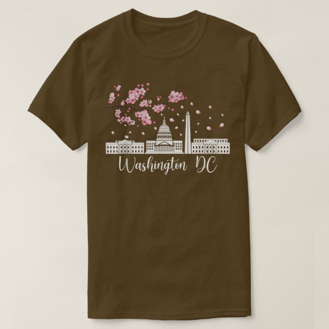 Washington DC Cherry Blossoms Monuments Memorials  T-Shirt (Design Front)
