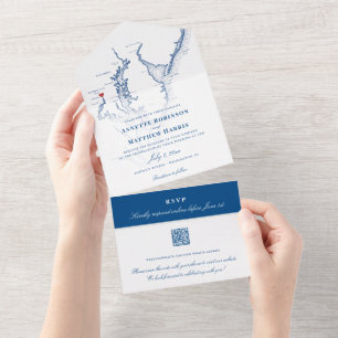 Washington DC Chesapeake Bay Map QR code All In One Invitation