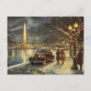 Washington DC Christmas Postcard Vintage Retro
