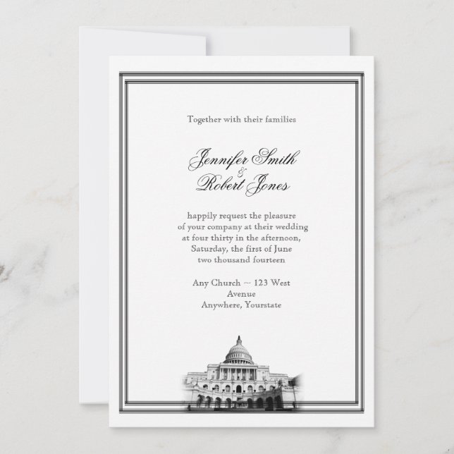 Washington DC Destination Wedding Invitation (Front)