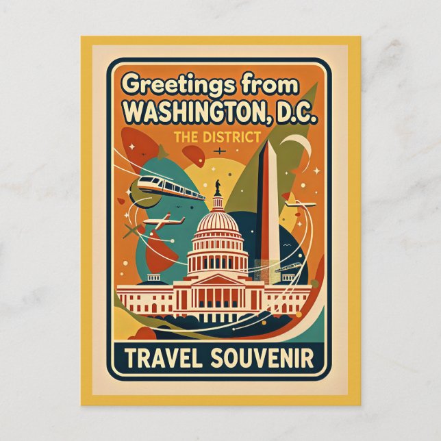 Washington DC District Vintage Style Postcard (Front)