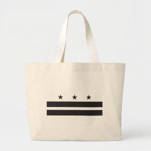 Washington DC Flag - Black Large Tote Bag