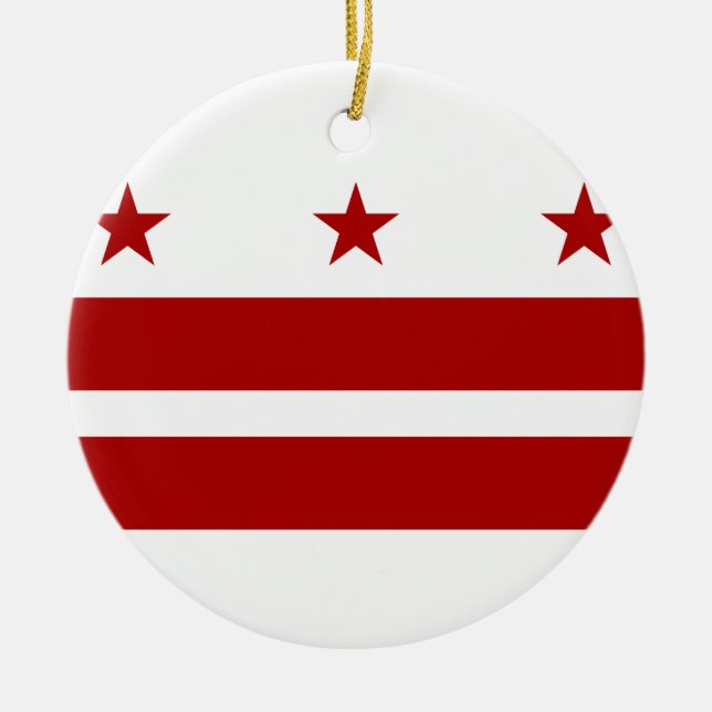Washington DC Flag Ceramic Tree Decoration (Front)