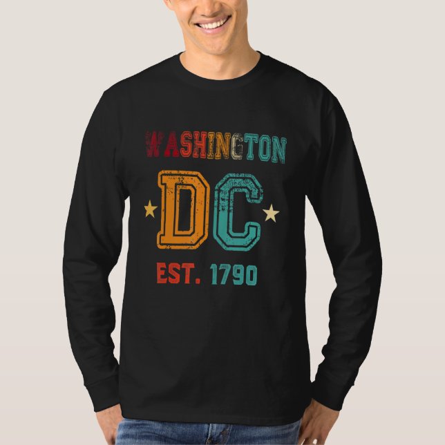 Washington Dc Flag Love Capitol Hill Souvenir Retr T-Shirt (Front)