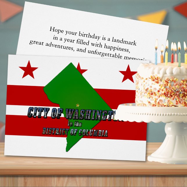 Washington DC Flag Map Birthday (Washington DC Flag Map Birthday Cards)