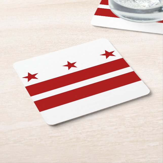 Washington DC Flag Square Paper Coaster (Angled)