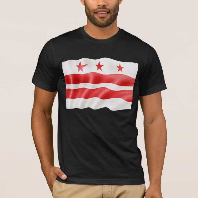 Washington DC Flag Waving - District of Columbia T-Shirt (Front)