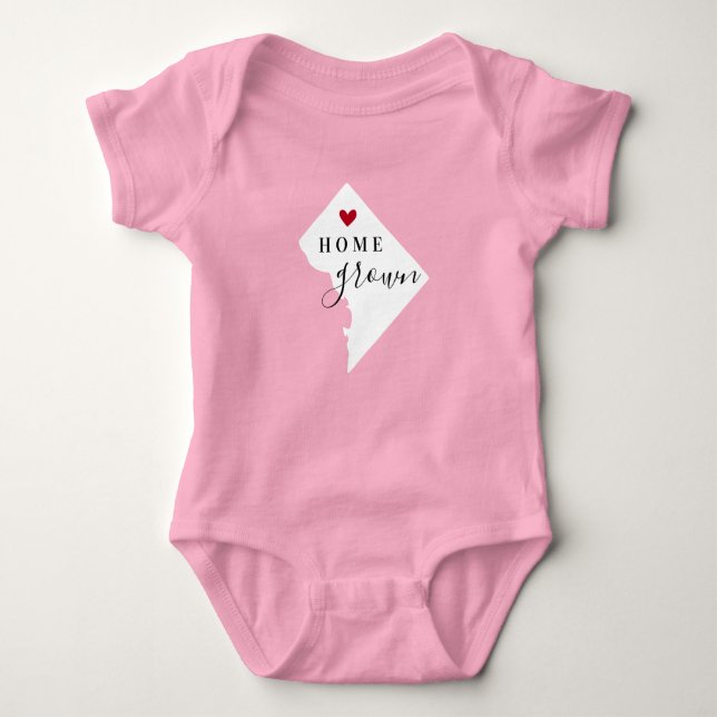 Washington DC Home Grown | Editable Colours State Baby Bodysuit (Front)