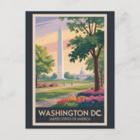 Washington DC Illustration Travel Art Vintage