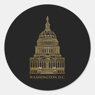 Washington Dc Landmark Capitol Hand Drawing Classic Round Sticker