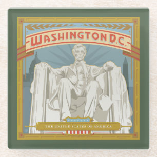 Washington DC   Lincoln Memorial Glass Coaster