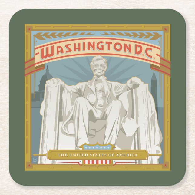Washington DC | Lincoln Memorial Square Paper Coaster (Front)
