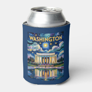 Washington DC Lincoln Memorial Vibrant Van Gogh Can Cooler