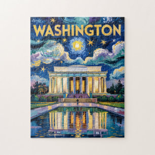 Washington DC Lincoln Memorial Vibrant Van Gogh Jigsaw Puzzle