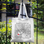 Washington, DC. Love Locator | City Map Wedding Tote Bag<br><div class="desc">A fun tote bag for a wedding or any other occasion taking place in the beautiful city of Washington, DC. This tote features an overhead map of the city centre inside a black-bordered box framer. On the top sits a short welcome greeting and the name of the city. On the...</div>