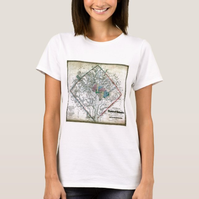 Washington DC  Map and Flag T-Shirt (Front)