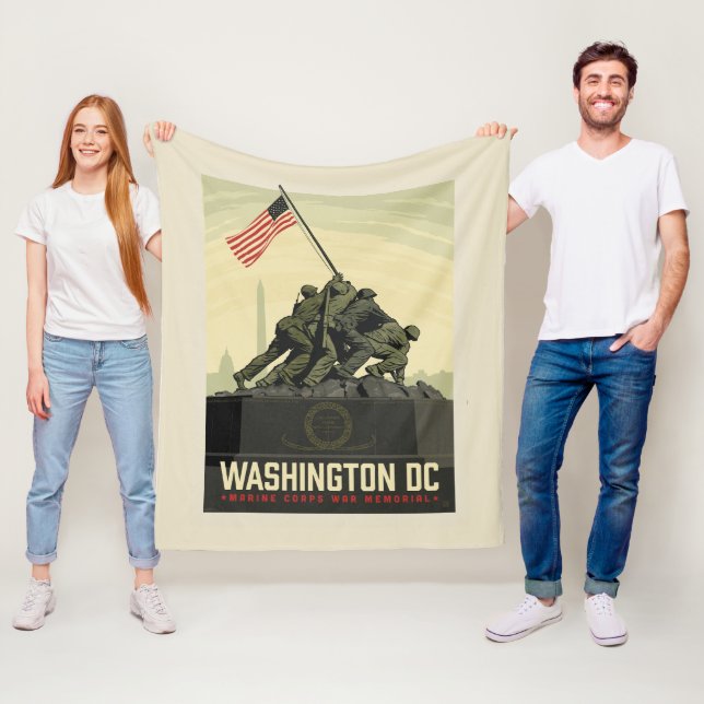 Washington, DC | Marine Corps War Memorial Fleece Blanket (In Situ)