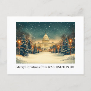 Washington DC Merry Christmas Holiday Postcard 