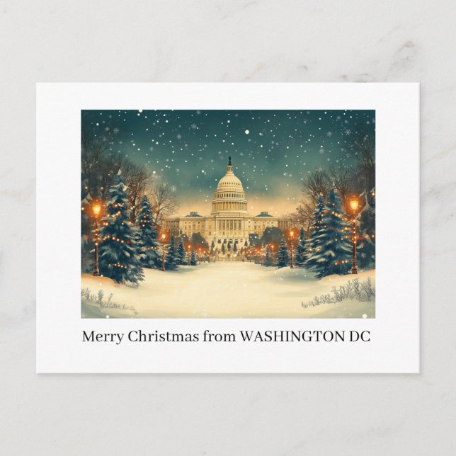 Washington DC Merry Christmas Holiday Postcard  (Front)