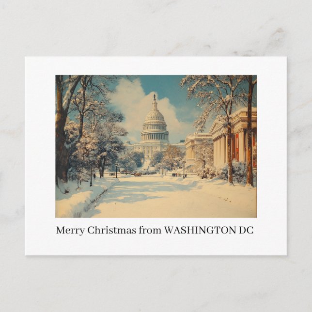 Washington DC Merry Christmas Holiday Postcard  (Front)